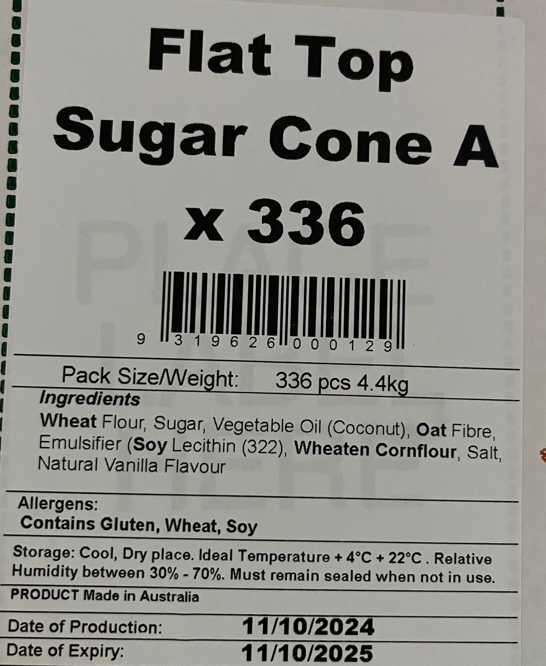Flat Top Waffle cones size A - 336