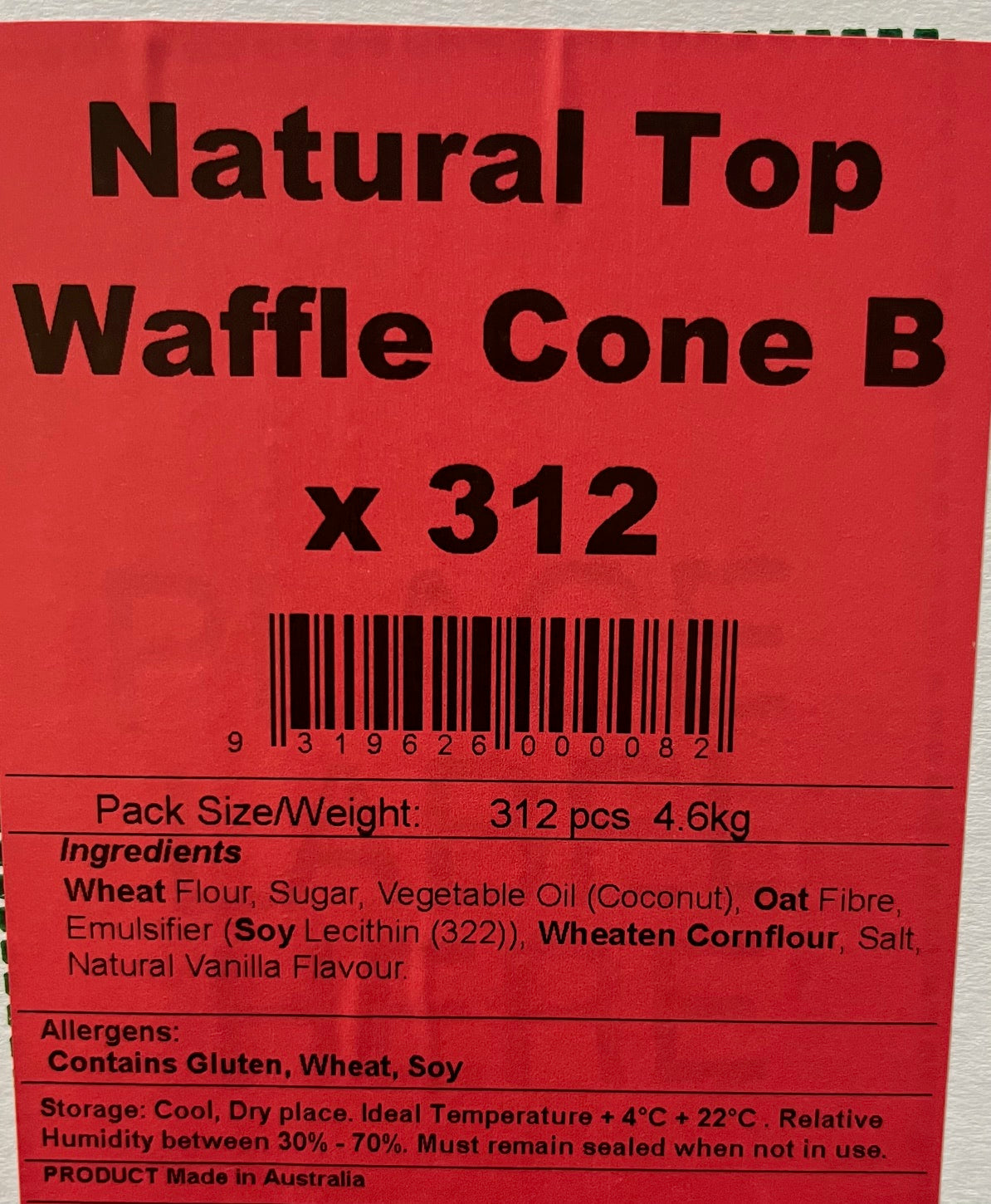 Natural Top - Waffle cone size B - 312